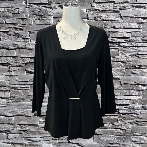 WHBM 3/4 Sleeve Pullover Blouse Black Size Large - Picture 7 of 7